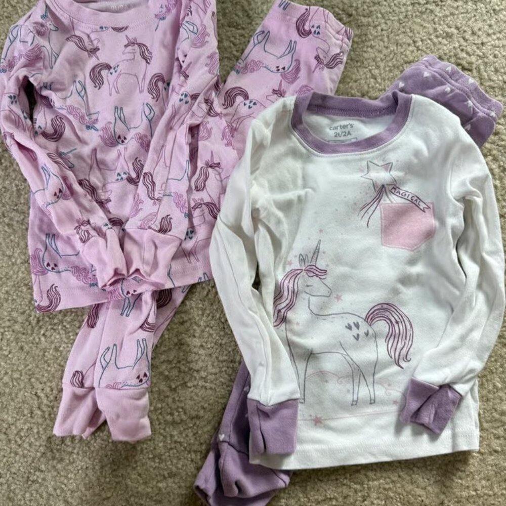 Carters 2T Girls 4-Piece Unicorn Pajamas